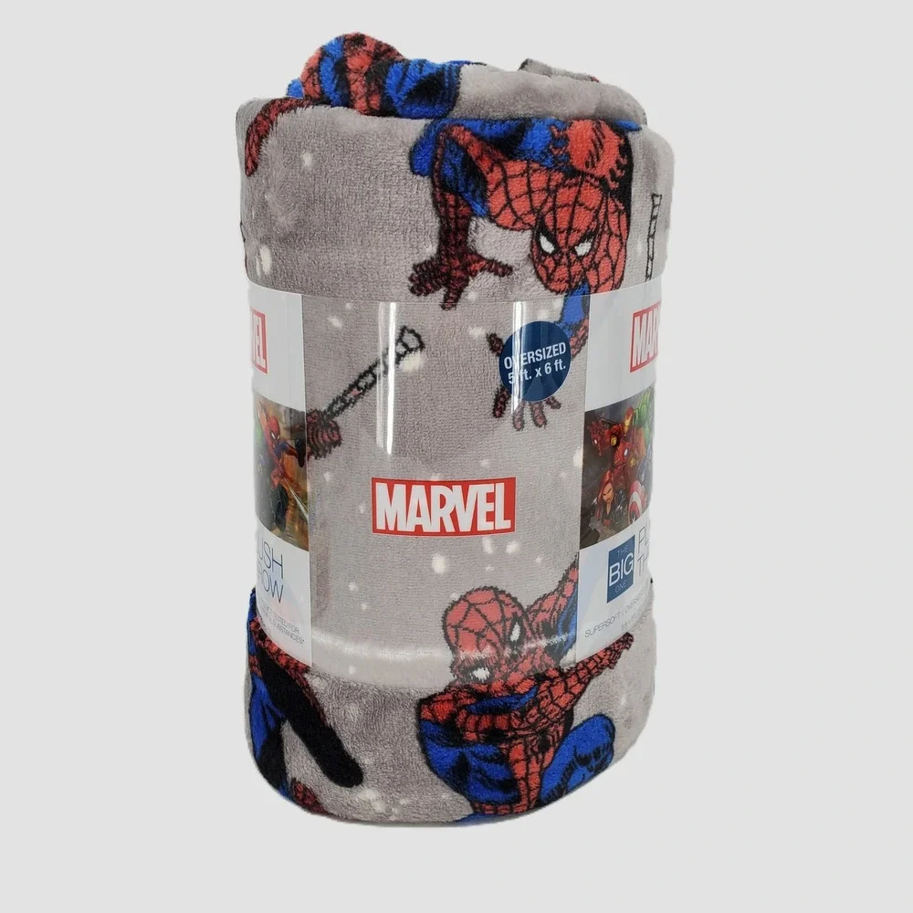 The Big One Marvel SpiderMan Plush Throw Blanket Gray Red‎ Blue 60x72 Oversized
